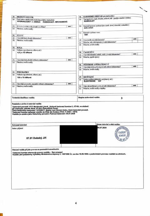 Inspection protocol – verdict: historically original, valid until 07/2029